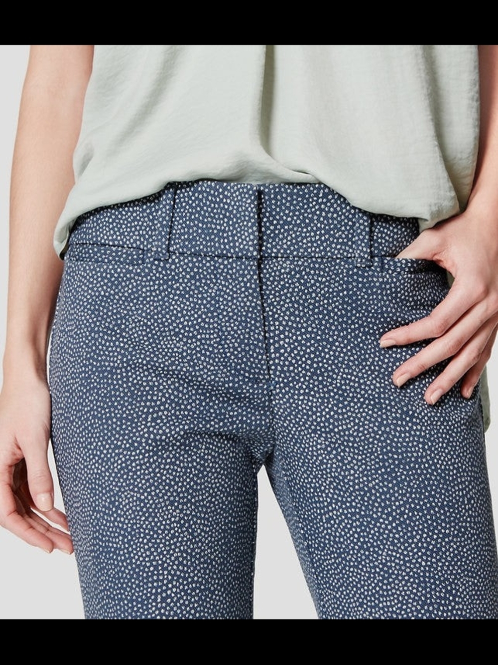 LOFT Navy Blue Micro-Print Ankle Pants